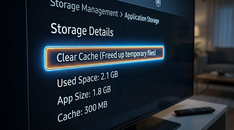 Smartphone settings screen showing app storage and cache management