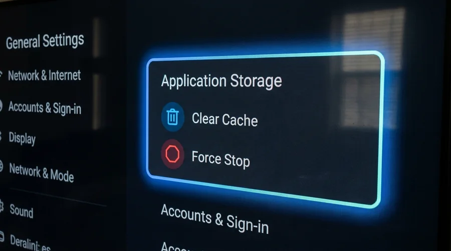 Smartphone settings screen showing the app storage and cache management options
