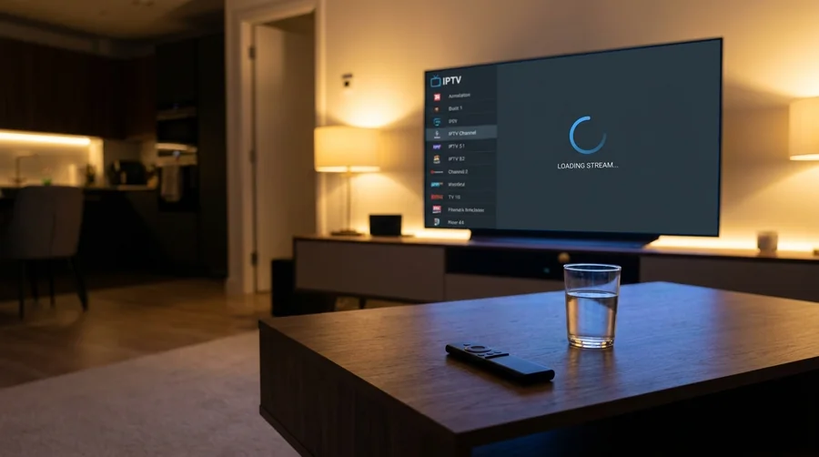 Television displaying a streaming error with a remote control on a coffee table