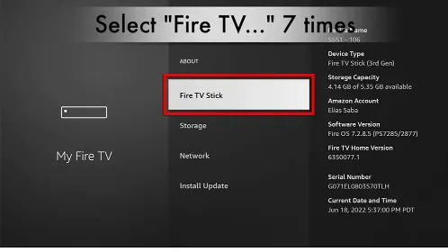 Click on Fire TV Stick 7 times